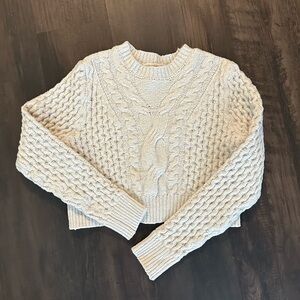 Hippie rose cable knit chunky cropped sweater